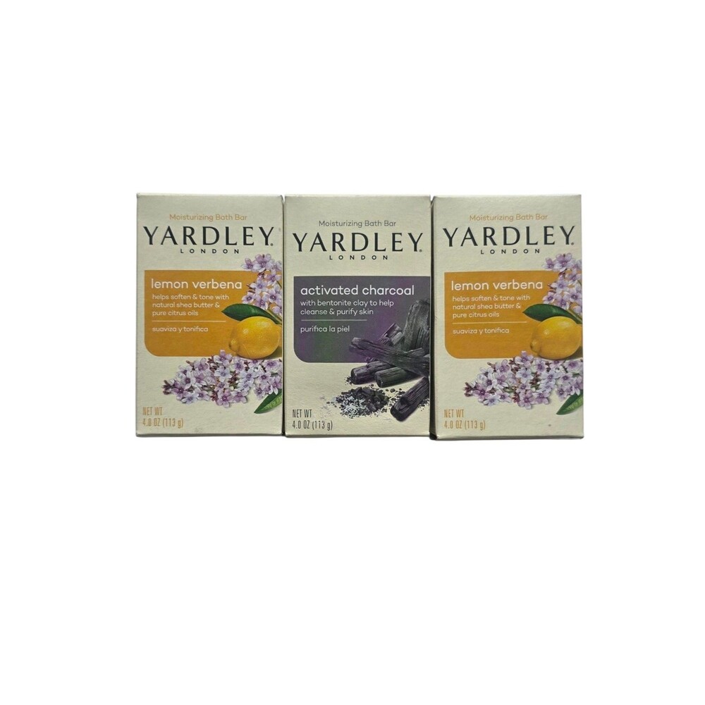 Yardley London Lemon Verbena & Activated Charcoal  Bar Soap  4.0 oz ~3pk